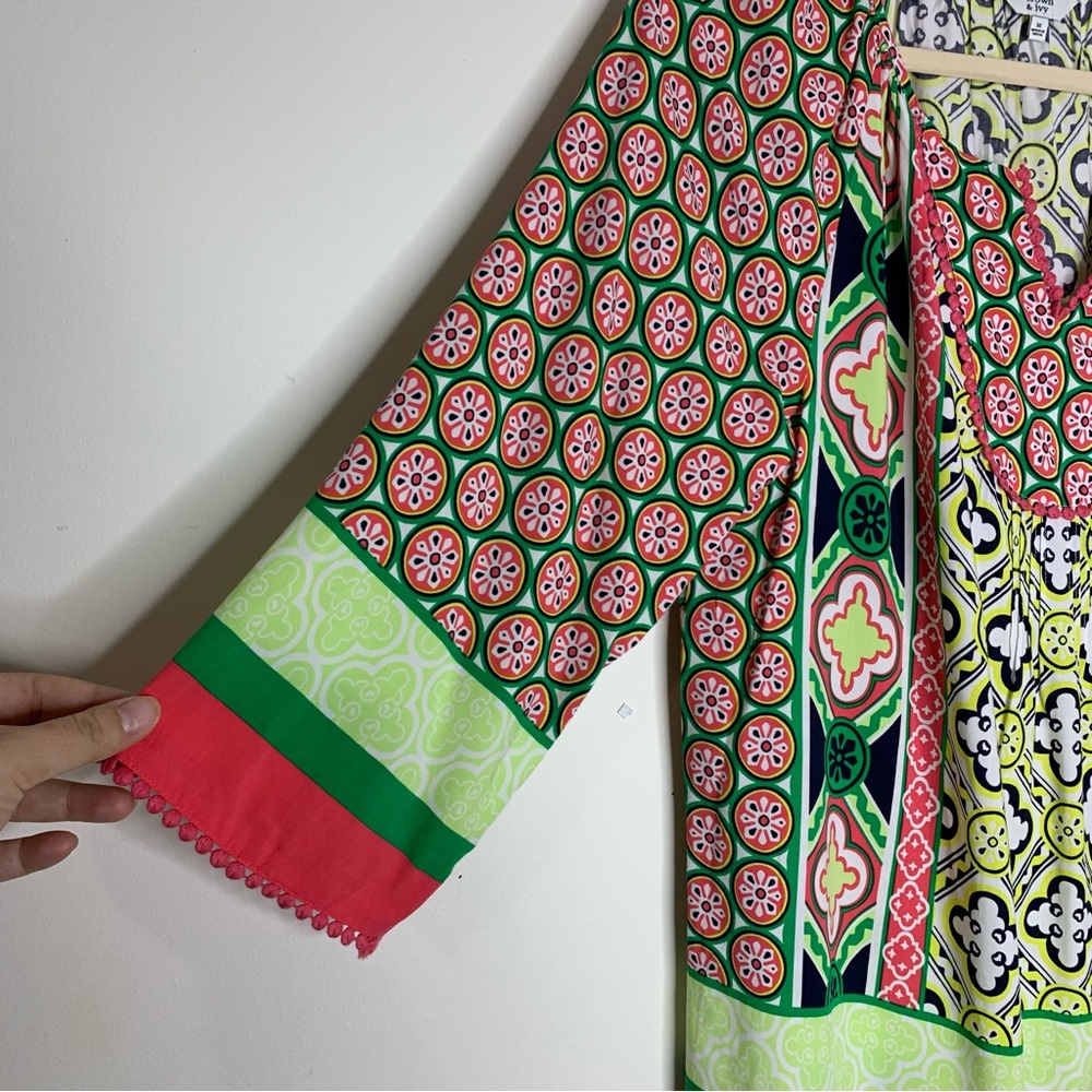 Crown & Ivy pink and green boho print blouse M - Picture 2 of 5